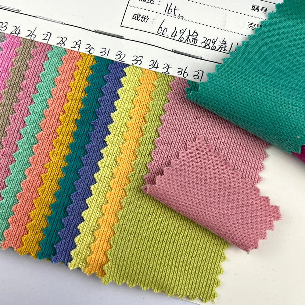 Manufacturers 60.4 Cotton 38 Polyester 1.6 Spandex Sweater 220g Cotton Knitted Fabric Textile Raw Materials for Clothing