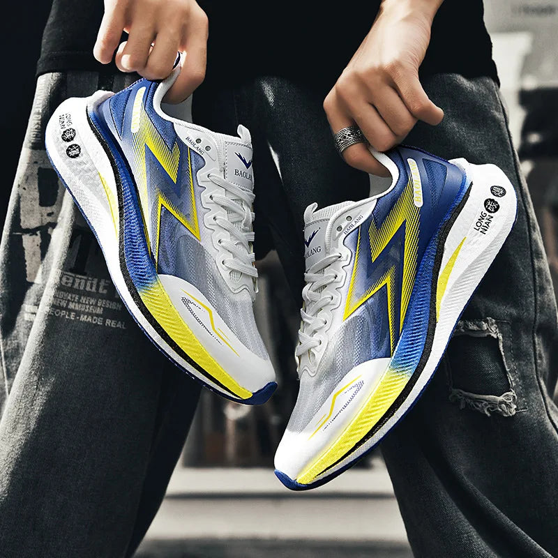 Men's Sports Running Shoes Breathable New Marathon Running Shoes Soft Elastic Cushioned Anti-slip Wear-resistant Sports Shoes