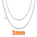 USA Warehouse 3mm Rope Necklace Fashion Jewelry Stainless Steel Twist Link 18k Real Gold Silver Plated Rope Chain for Men Women
