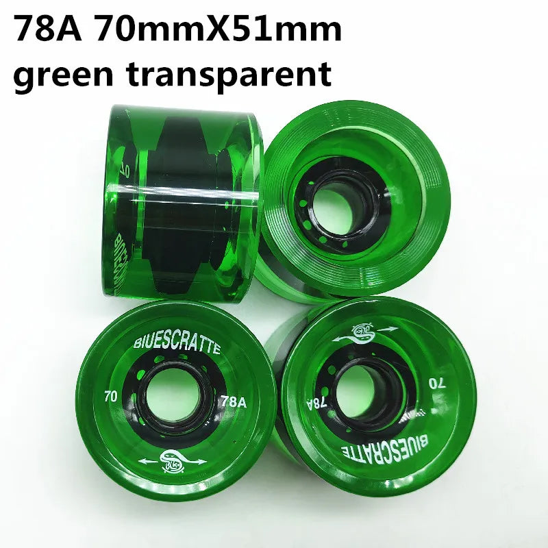4pcs 70mm 51mm 80 duro Longboard Wheel for 70mm Skateboard Tire 80A Durable Elastic PU Ruedas for Road Street Skate Board Rodas