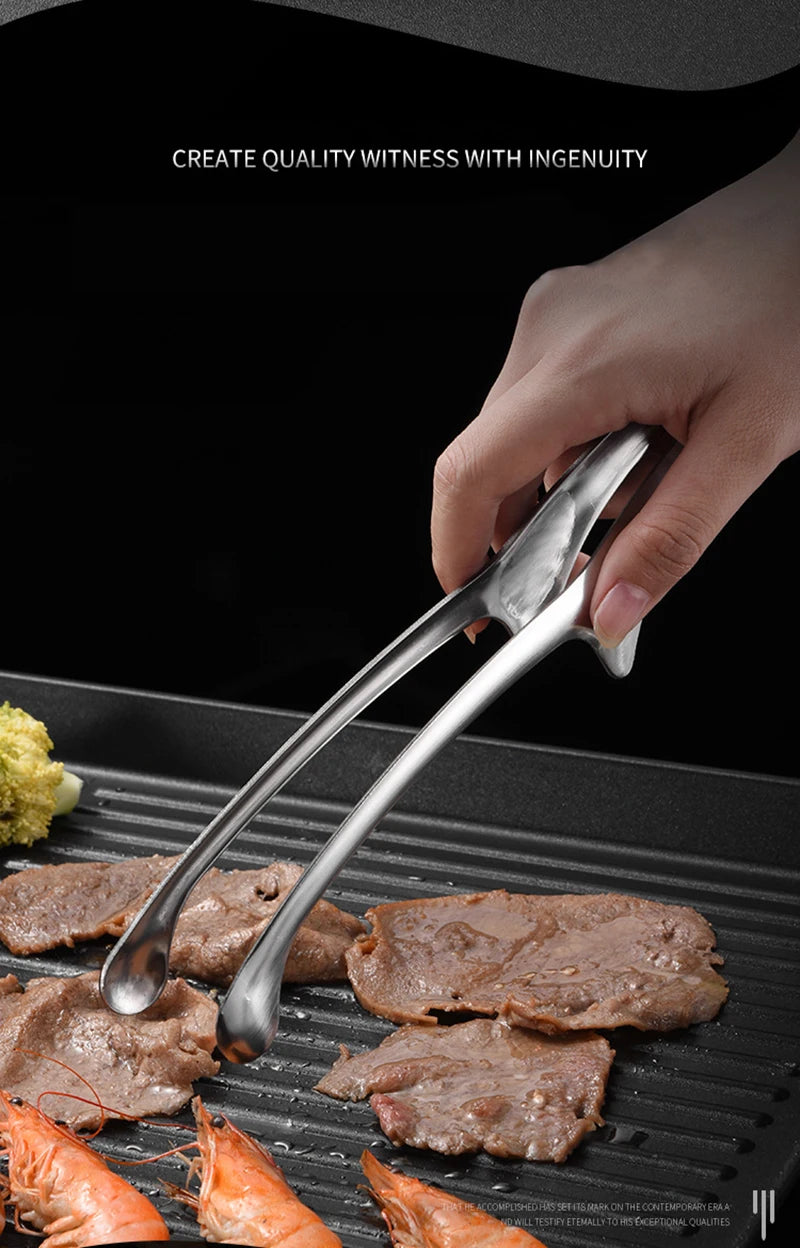 430 Stainless Steel Food Tongs Korean Barbecue Bbq Steak Clip Multi-purpose Food Clips Kitchen Gadgets Barbecue Accessories