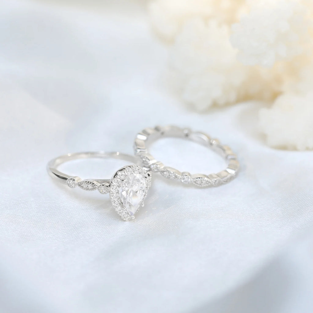 OAHLAN Luxury Fashion Jewelry 1.5 Ct Pear Cut D Color VVS1 Moissanite S925 Sterling Silver Rings for Women Wedding Engagement