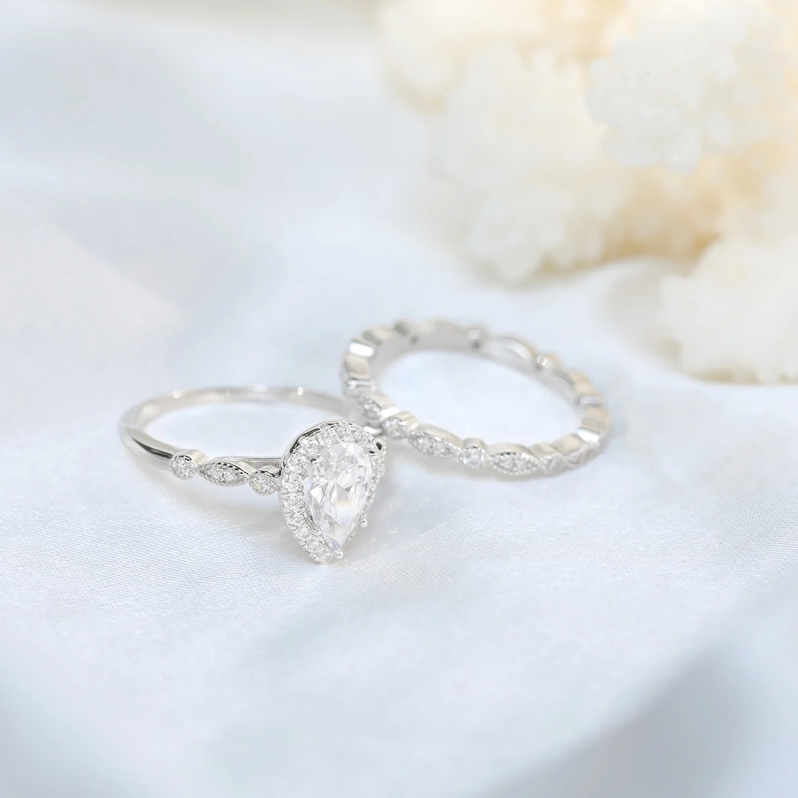 OAHLAN Luxury Fashion Jewelry 1.5 Ct Pear Cut D Color VVS1 Moissanite S925 Sterling Silver Rings for Women Wedding Engagement