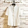 10%OFF M-5XL Summer Chinese Monsoon Cotton and Linen Casual Loose Stand Collar Short-sleeved Shirt Buckle Retro Printed Shirt