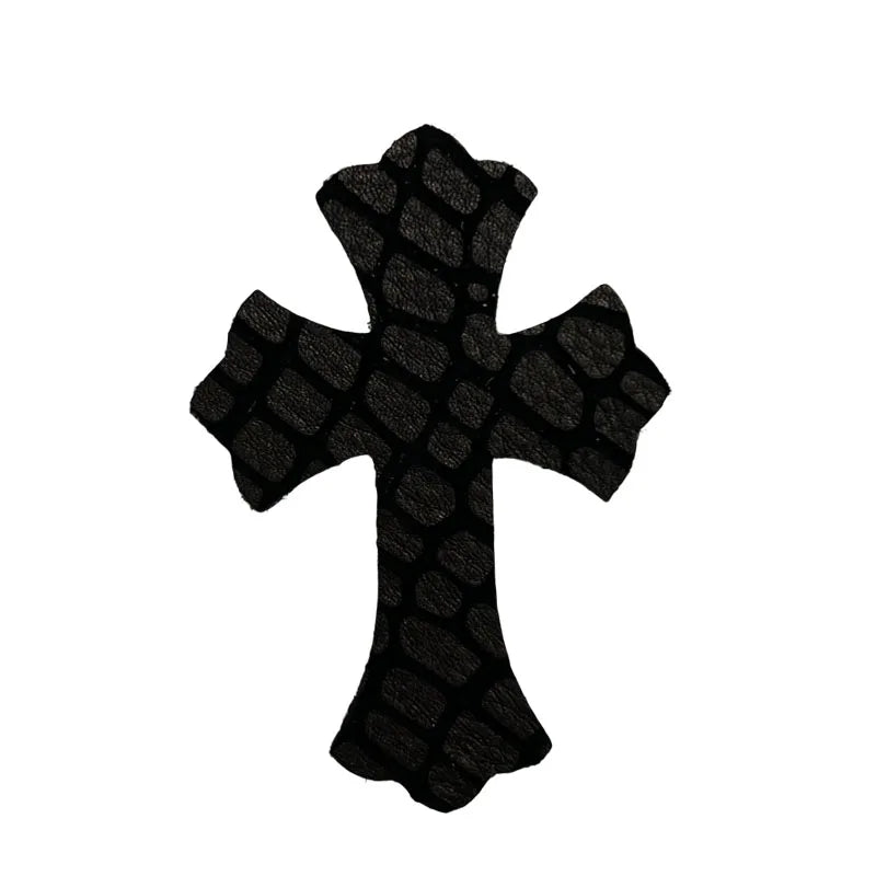4.5*6.5cm Sheepskin Leather Patch With Cross Shaped Leather Label Genuine Leather DIY With Multiple Colors-106-182