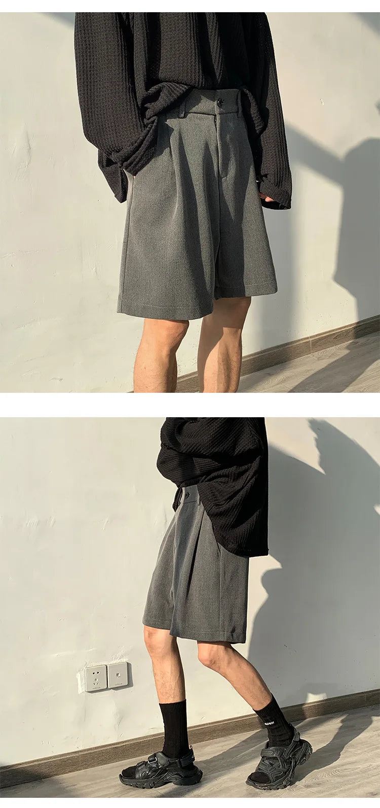 Fashion Casual Shorts Men Summer Korean Chic Wide Leg Trousers Male Knee-length Sashes Draped Loose Retro Popular High Street