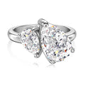 Dylam Trendy Double Stone S925 Sterling Ring 8A Cubic Zirconia Ring Pear Waterdrop Shape Engagement Wedding Rings Jewelry Women