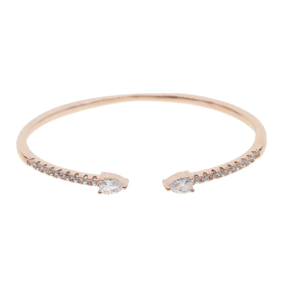 2023 Latest Design White Red Cz Rose Gold Open Cuff Bangles Fashion Cubic Zirconia Bangle for Women Jewelry