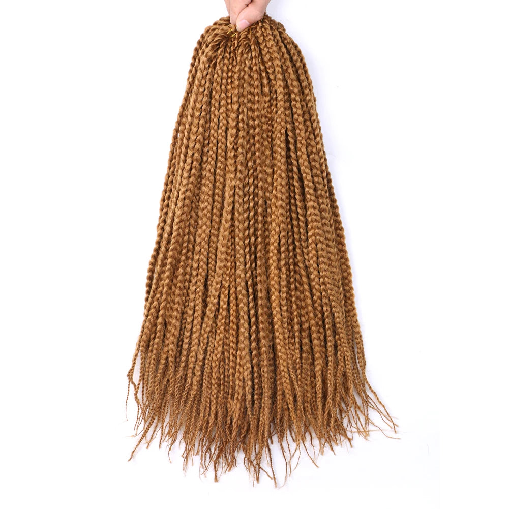 Full Star 3X Small Box Braids 14” 18” Synthetic Hair 80 g Crochet Braids 22 Strands/Pack for Women Ombre Brown Black Color
