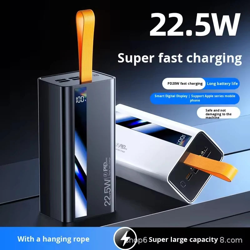 Portable Big Capacity 60000mAh Power Bank LED Digital Display 4USB Type-C & Micro USB Output PD 22.5W/20W Fast Charging