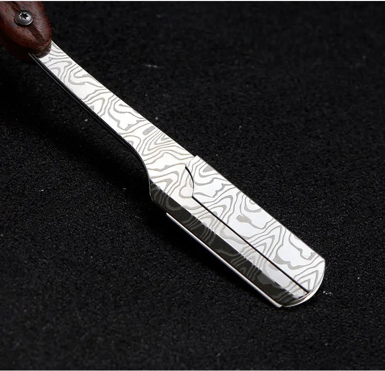 wooden trimmer manual shaver professional straight edge stainless steel sharp barber razor folding shaving blade shave beard cut