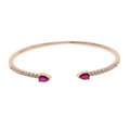 2023 Latest Design White Red Cz Rose Gold Open Cuff Bangles Fashion Cubic Zirconia Bangle for Women Jewelry