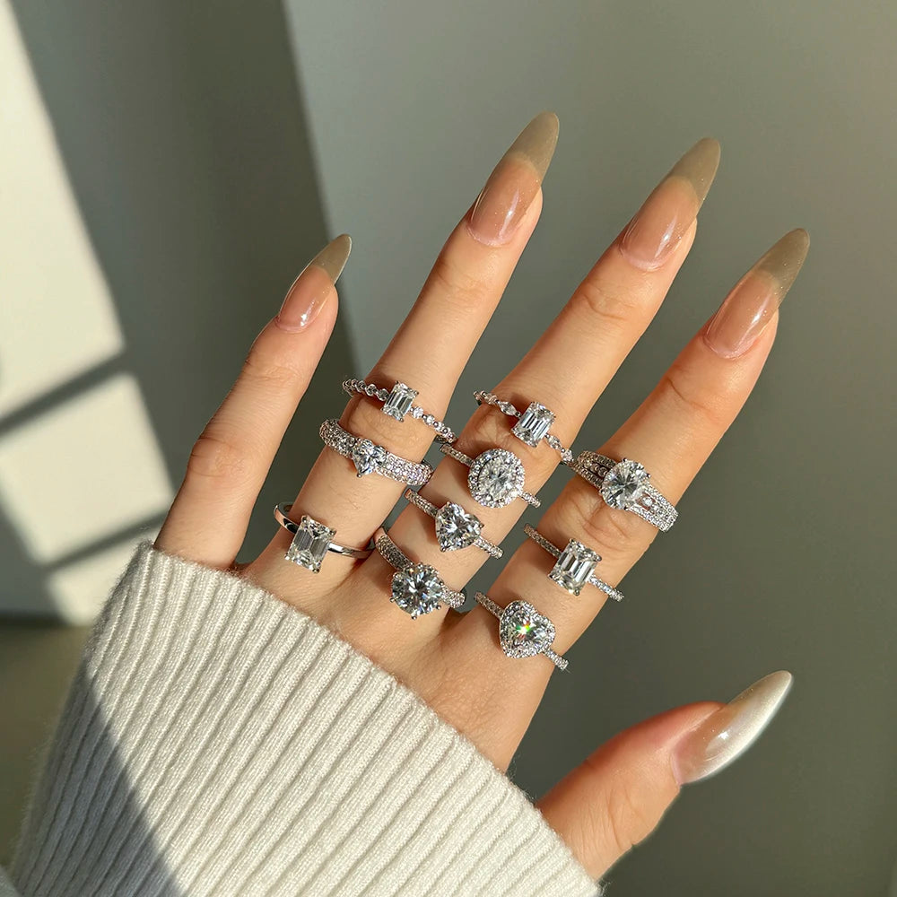 Dylam Classic Elegance Dainty Jewelry S925 Silver Eternity Band 2ct D Color VVS1 Clarity Moissanite Stone Wedding Promise Rings