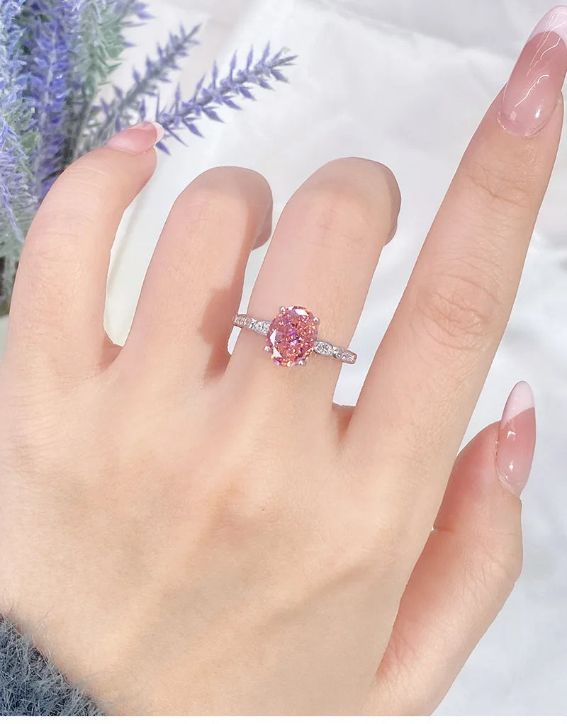 Factory Delivery Original Oval Shape 8a Zircon Rings 925 Sterling Silver Colorful Engagement Wedding Ring