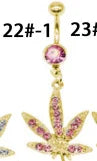 Gaby CZ Dangle Gem Maple Leaf Body Piercing Jewelry 316L Surgical Steel Belly Rings for Wedding and Engagement Stainless Steel