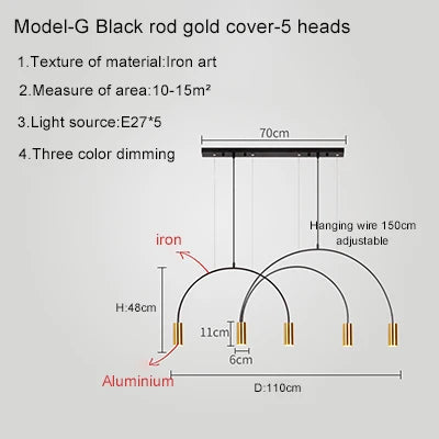 2021 New Restaurant Chandelier Light Luxury Nordic Dining Living Room Table Bar Minimalist Chandelier Simple Modern Light