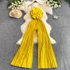 S-3XL 3D Floral Strapless Jumpsuit Casual High Waisted Straight Leg Wide Leg Pants Jumpsuit