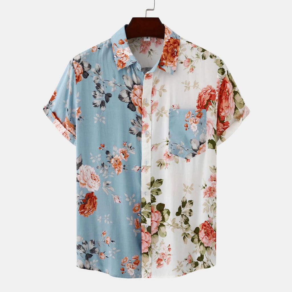 2025 Hot Selling Men Hawaiian Shirt - Summer Short Sleeve Casual Button Down Beach Shirt with Flower Print (OEM/ODM Wholesale)