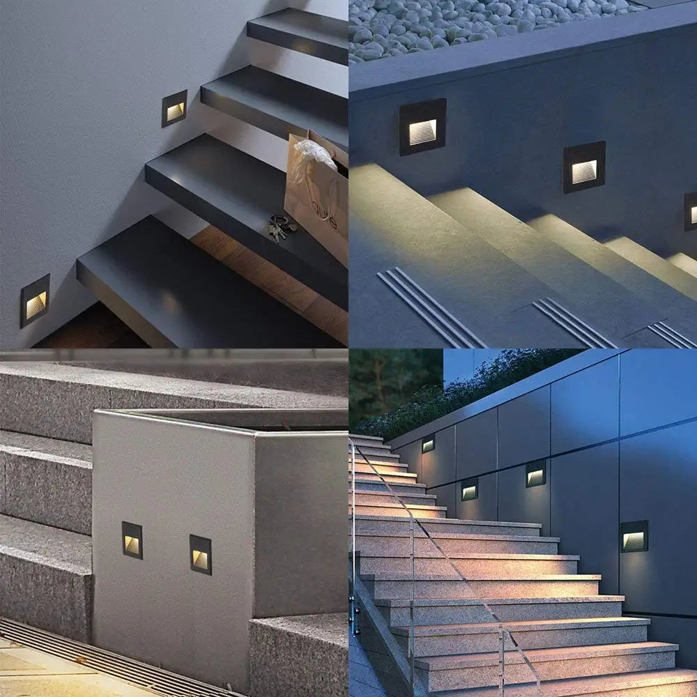 Outdoor Led Stair&Step Light 3W Waterproof Recessed Wall Corner Lamp For Home Landscape Pathway Stairway Garden Yard Footlight