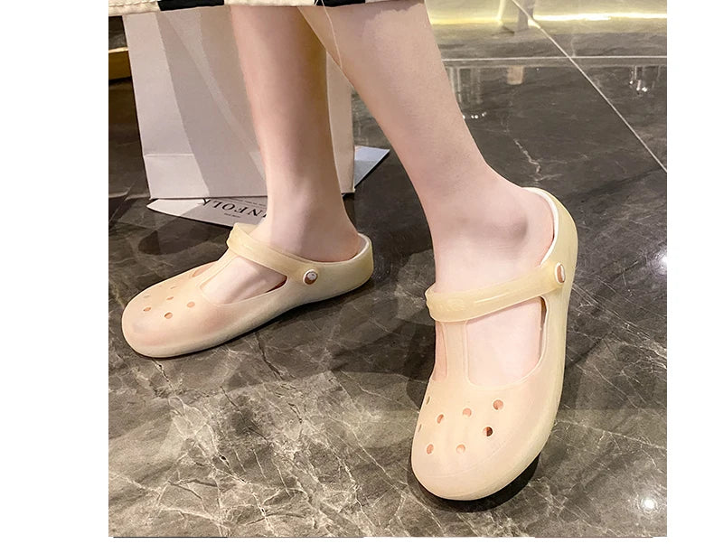 New Summer Jelly Sandals Women Outdoor Casual Slip On Garden Beach Shoes Female Rubber Clogs Non-slip Slides Breathable Slippers