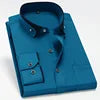 2025 New Men's Contrast Collar Elastic Long Sleeve Shirt Business Casual Comfortable Non-Ironing Shirt