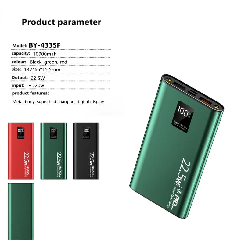 Metal Shell PD18W TYPE-C Bidirectional Fast Charge Quick Charge QC3.0 PD22.5w Super Fast Charge 10000mah Powerbanks