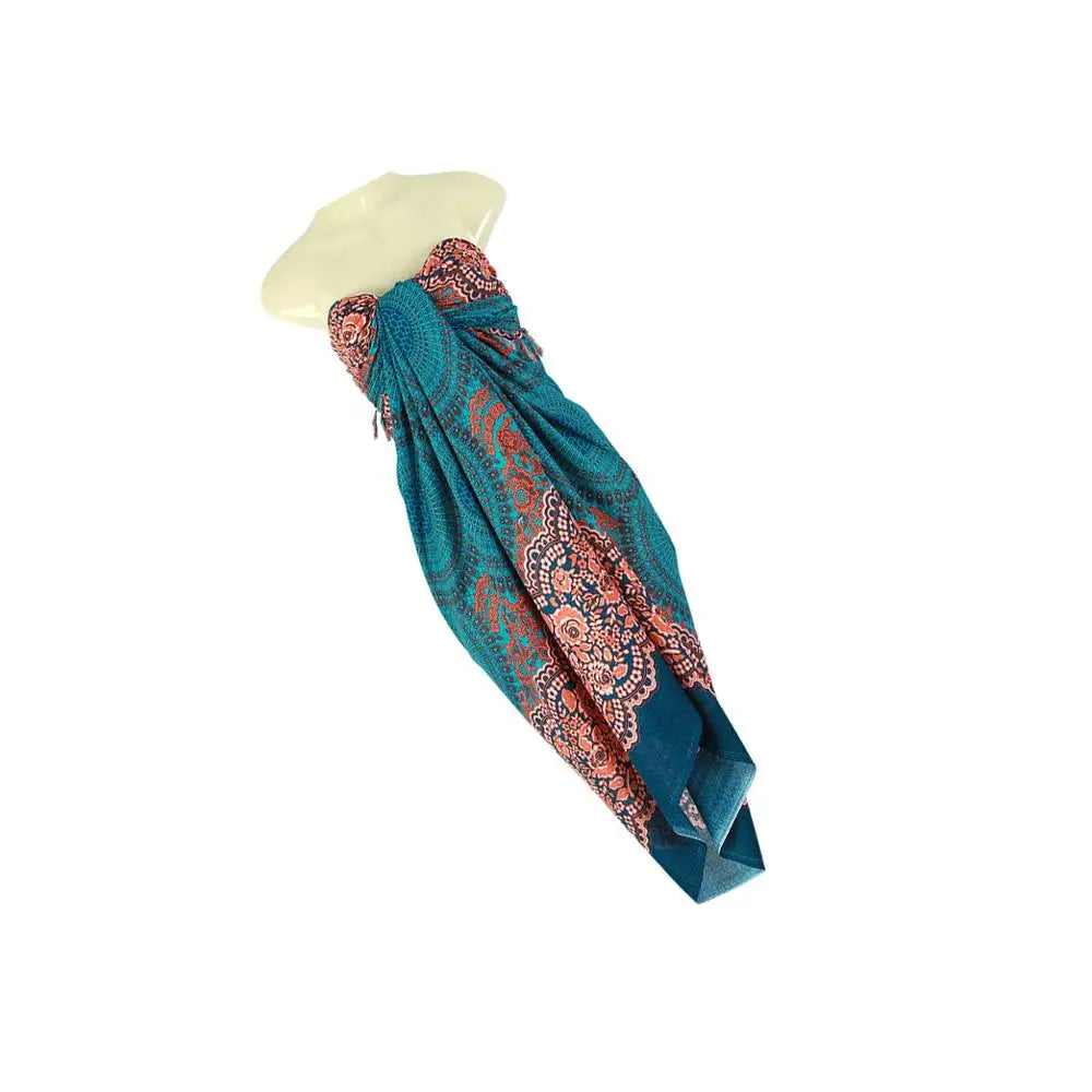 Women's Unisex Cotton Rayon Viscose Silk Sarong Scarf Soft Smooth Feeling Trendy Summer Thai Traditional Design Beachwear