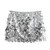 2024 Women Winter New European and American Style Sexy A- Line Skirt High Waist Hip Sequin Mini Skirt for  Skirt