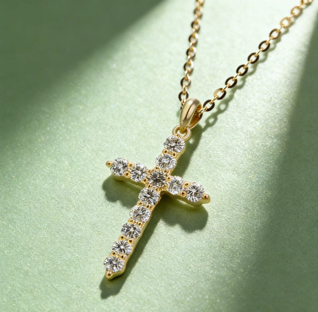 High Quality 18k High-Purity White Gold Lab Diamond Cross Decoration Pendants