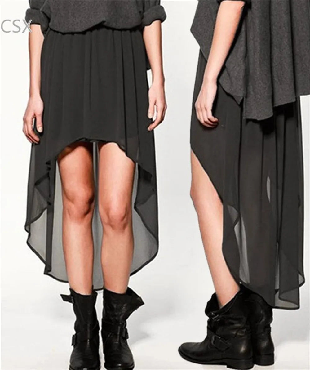 MwOiiOwM New Excellent Maxi Skirt Fashion Long Bohemian Princess Pleated Asymmetrical Women Skirt Classic Chiffon Skirt 35