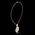 Gold Oval Halo Cluster Diamond Pendant Necklace Women Brilliant Diamond Link Chain Jewelry for Engagement Wedding Anniversary