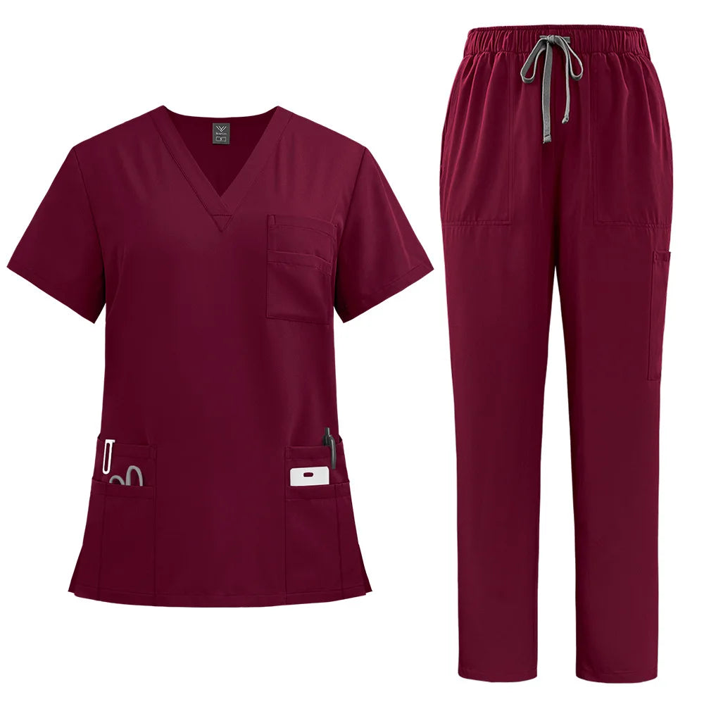 Salon Work Clothes Jersey Breathable Hospital Uniforms Nurse Beauty Dental Custom LOGO Uniform Medical Scrubs Sets for Men Women