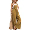 2025 Women's Summer Retro Style Jumpsuit New Style Solid Color Casual Strap Pants Loose Fit Breathable with Art Retro Pocket