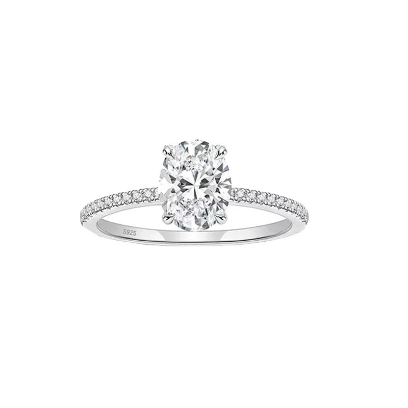 Elegant Luxurious 2-Carat Moissanite Oval Ring in S925 Silver Elegant and Luxurious Product Category Moissanite Rings