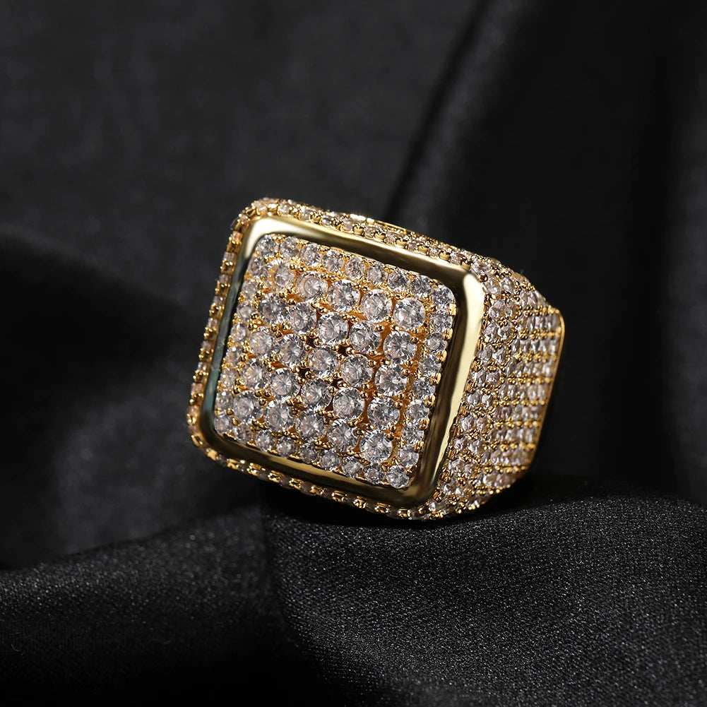 UWIN Square Shape Rings Round Diamond Bling Bling Women Men Rings Fashion Jewelry
