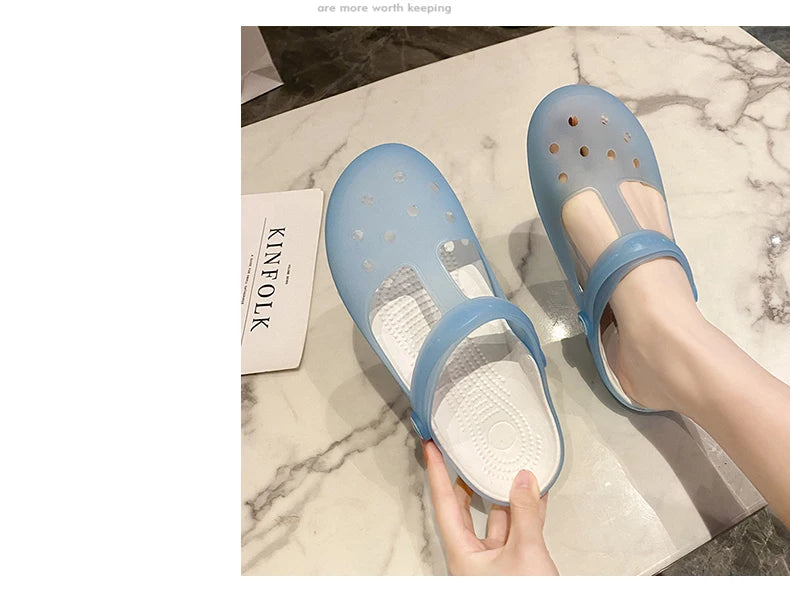 New Summer Jelly Sandals Women Outdoor Casual Slip On Garden Beach Shoes Female Rubber Clogs Non-slip Slides Breathable Slippers