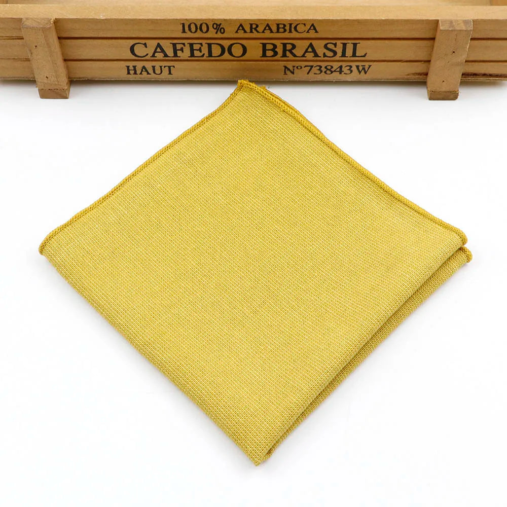 New Solid Color Pocket Square Green Navy Colorful Handkerchief Cotton Polly Texture Pocket Men's Accessories Business Wedding