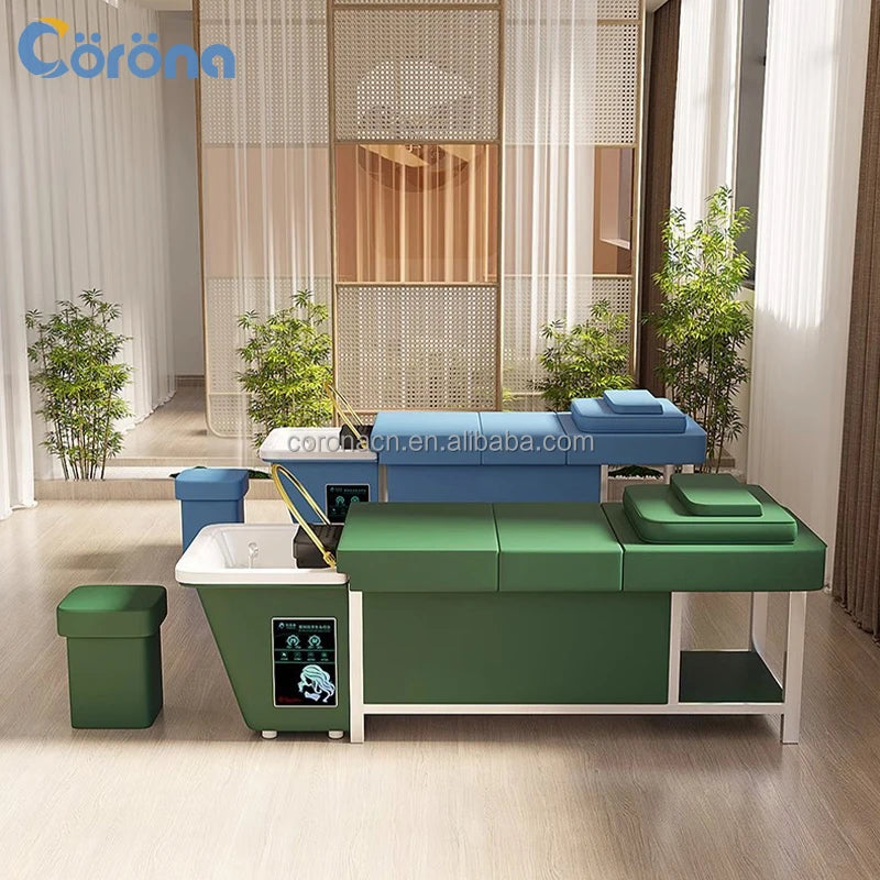 Electric Hair Salon Furniture Lay Down Modern Shampoo Bed Head Spa With Water Tank