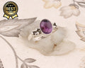 Simple Oval Shape 925 Sterling Silver Solid Amethyst Ring for Men Party Occasion Handmade Jewelry