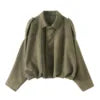 KAR&OT ZA 2025 Spring New Women's Retro Loose Fashion Casual Lapel Long Sleeve Jacket 4344155