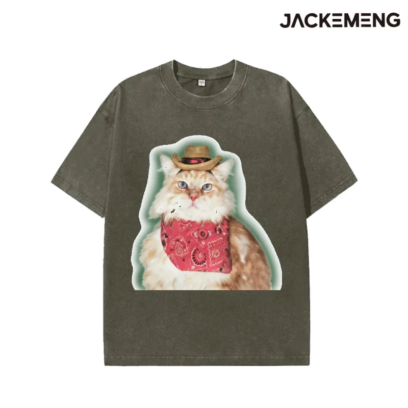 Oversized Vintage Animal Streetwear Print Tshirt USA Stock Wholesale Y2K Casual Tee