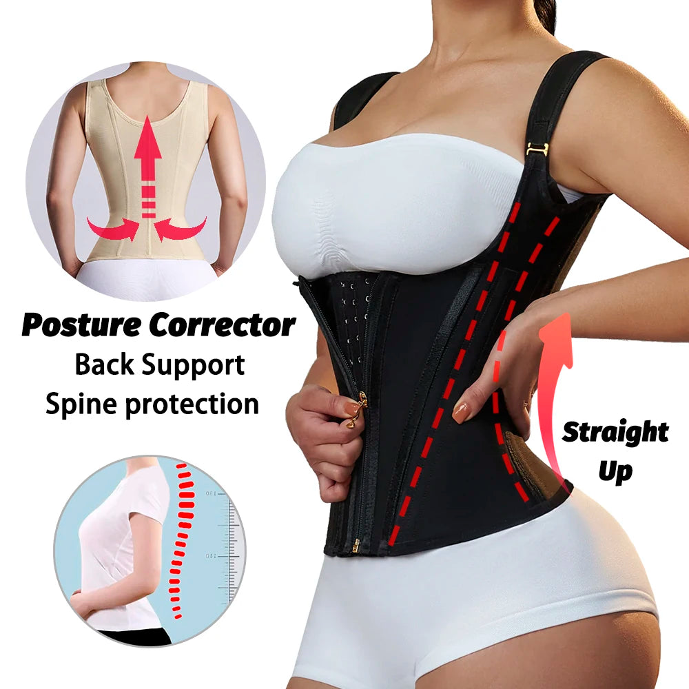 Steel Bone Adjustable Compression Tummy Control Girdle Body Shaper Vest Slim Waist Trainer Bustier Corsets for Women