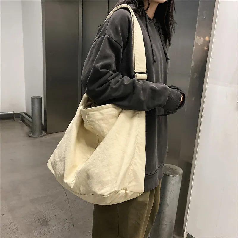 HOCODO New Bags for Women 2022 Canvas Shoulder Bag Fashion Large Capacity Handbags Female Casual Travel Bags Soft Crossbody Bags