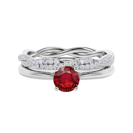 925 Sterling Silver Rose Gold Plated Lab Created Ruby Elegant Red Gemstone July Birthstone Wedding & Party Jewelry Gift for Her