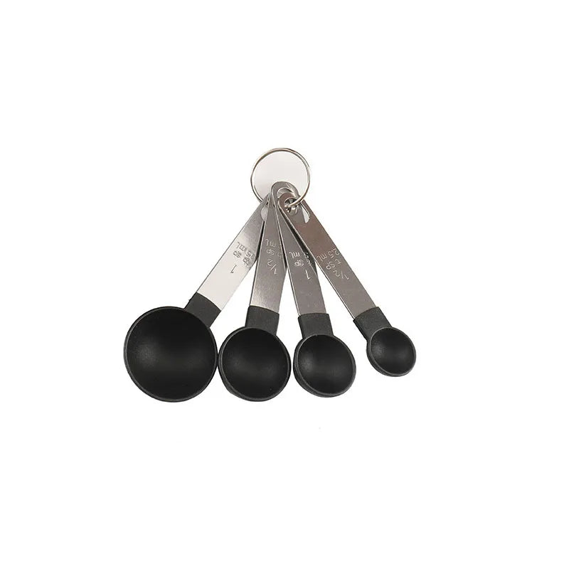 4pcs Kitchen Tools Measuring Spoons cups Set steel handleTeaspoon Coffee Sugar Scoop Cake Baking Cooking Gadgets