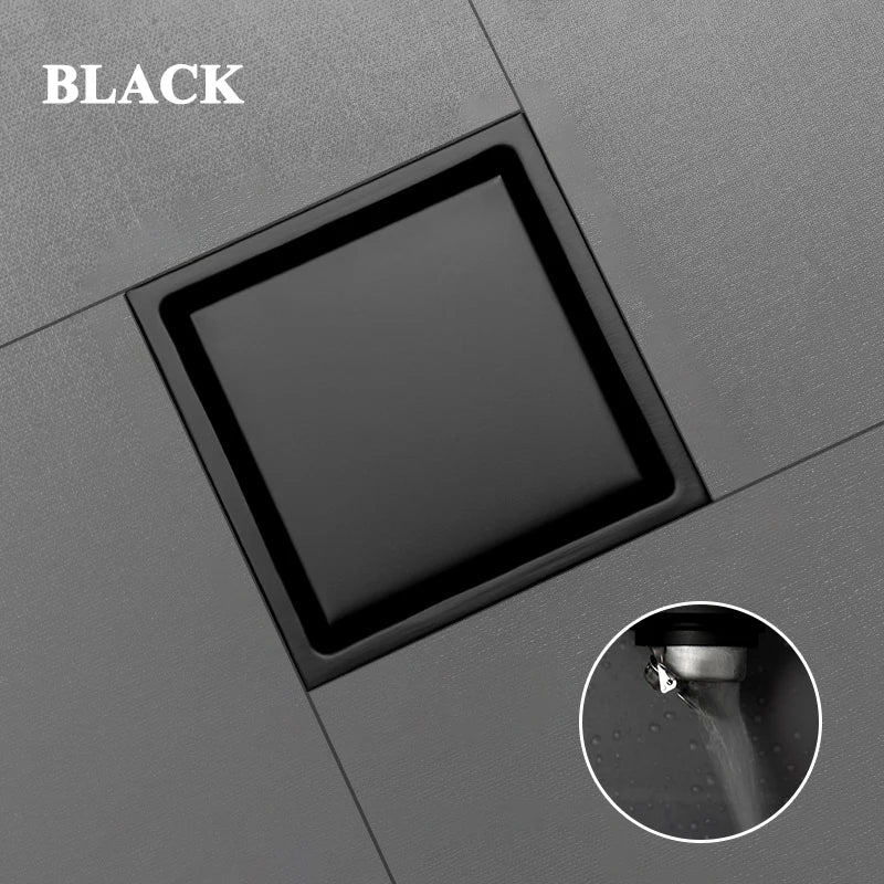 Bathroom Balcony Kitchen Stainless Steel Square Floor Drain Shower Drainers Multi-Color Style Invisible Tile Insert Floor Drains