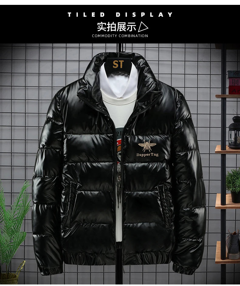 New Men's Cotton-padded Jacket Plus Velvet Baseball Collar Cotton-padded Jacket Men's Parka Oversized Men Winter Jacket