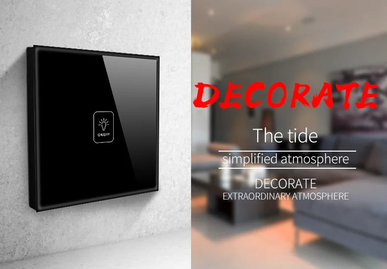 Wall Touch Switch AC100-240V EU Sensor Lamp Light Switches Tempered Crystal Glass Panel LED Power 1/2/3 Gang Interruttore