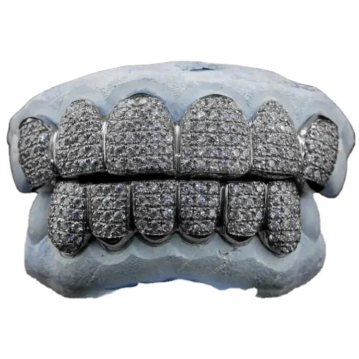Luxury VVS Moissanite Grillz Hip Hop 925 Sterling Silver IGI Certified Customized Size Christian Unisex