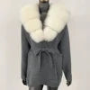 Women's New Spring Fashion Soft Midi Fox Fur Collar Knitted Cardigan Sweater Coat Casual Outerwear for Winter